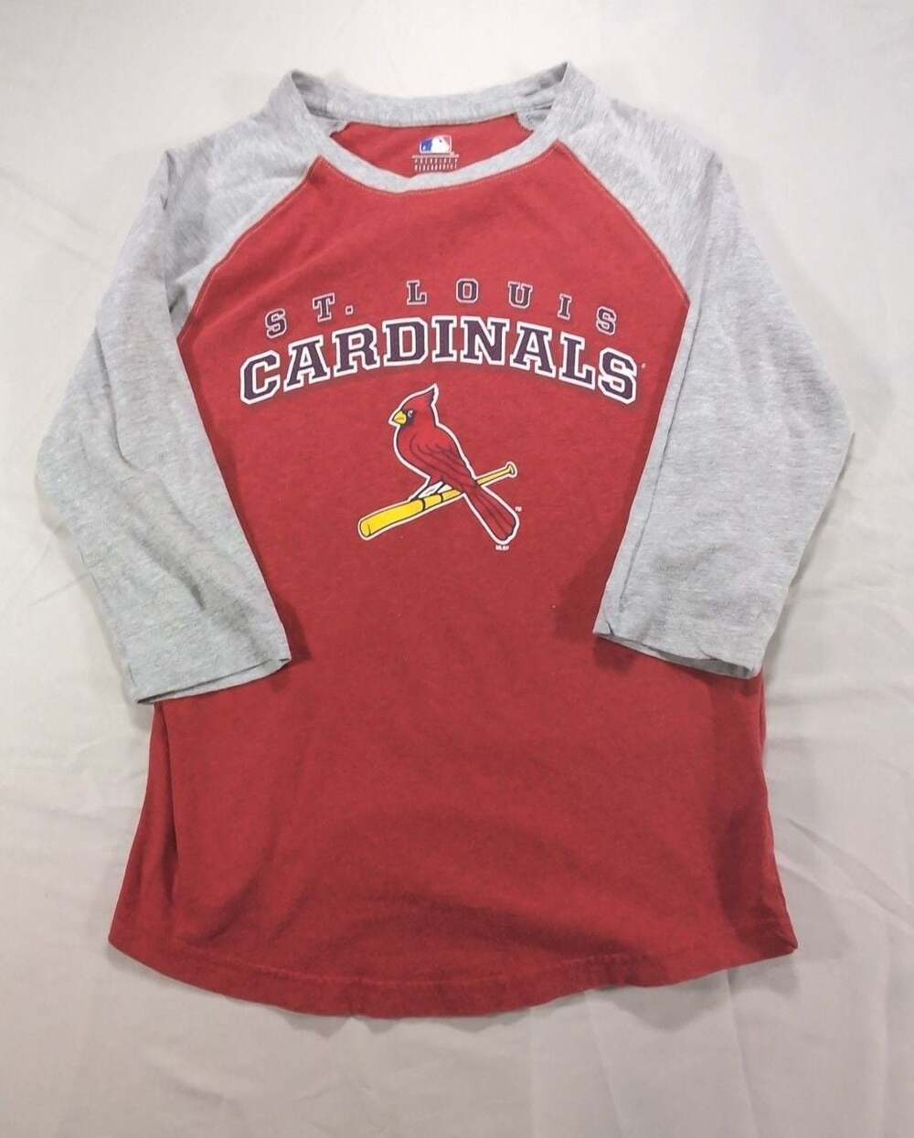 St. Louis Cardinals Red and Gray Raglan 3/4 Sleeve Women's Tee